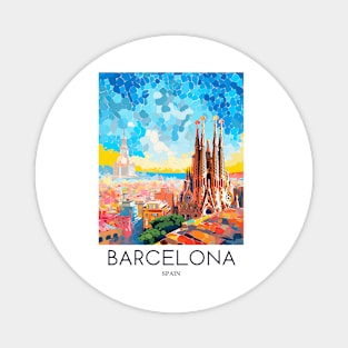 A Pop Art Travel Print of Barcelona - Spain Magnet